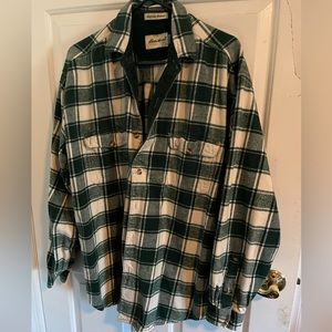 Eddie Bauer Green & White Flannel Shirt/Jacket